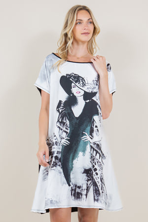 SS DOLMAN MIX MEDIA SUBLIMATED FRONT DRESS - D3376-LY2306C