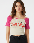 Short Sleeve Off-the-Shoulder Baseball Tee