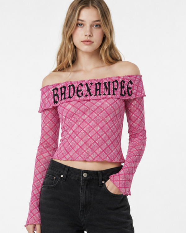 Long Sleeve Off-the-Shoulder Lace Top