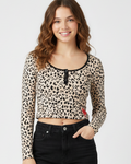 Long Sleeve Henley Crop Top