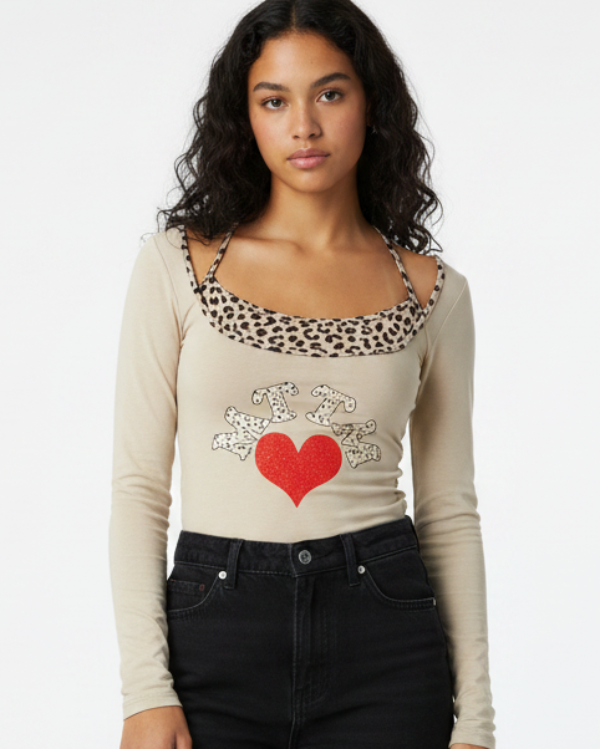 Long Sleeve Layered Halter Top