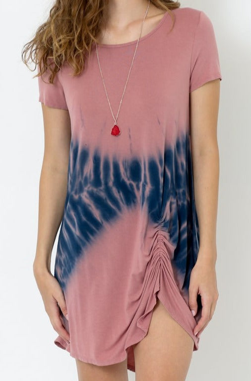 SHORT SLEEVE SCOOP NECK TRAP DRESS - D1711