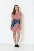 SHORT SLEEVE SCOOP NECK TRAP DRESS - D1711