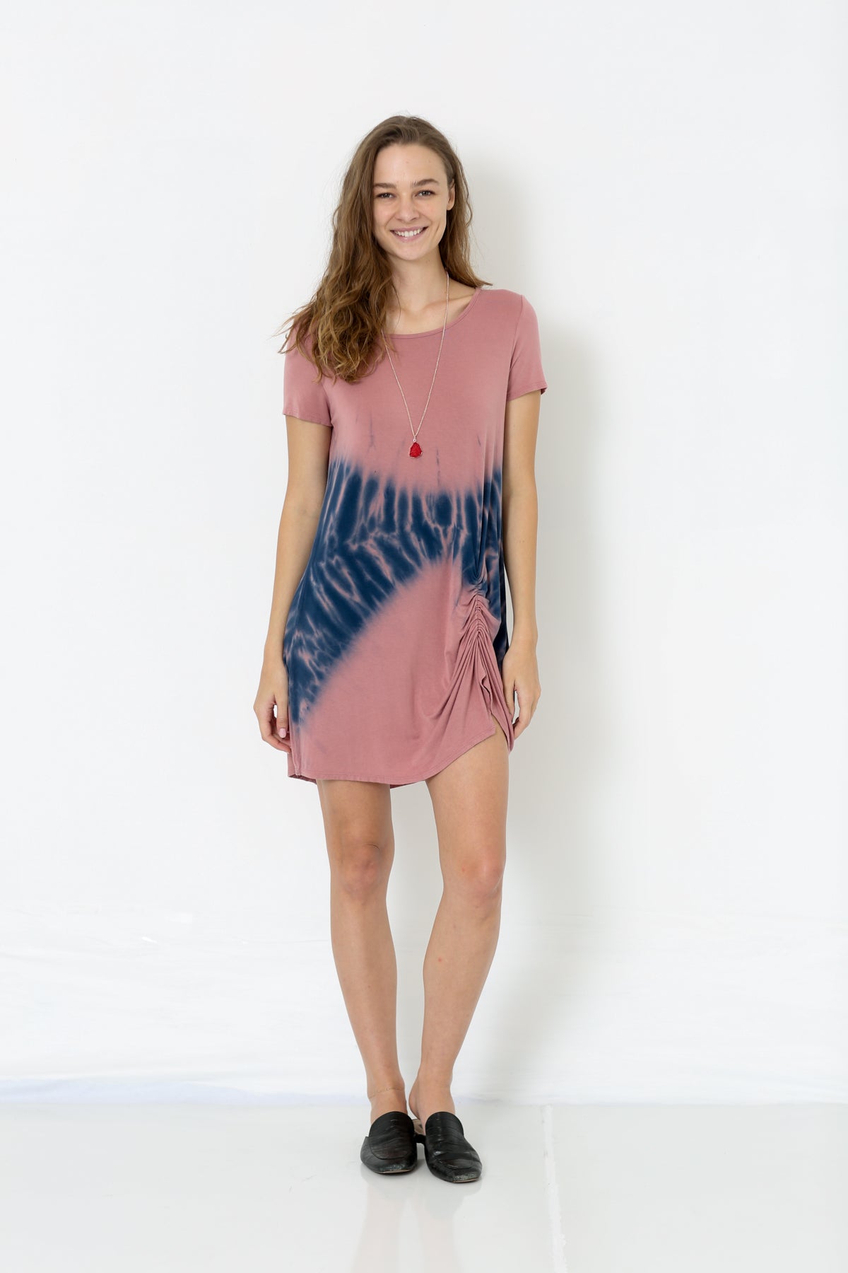 SHORT SLEEVE SCOOP NECK TRAP DRESS - D1711