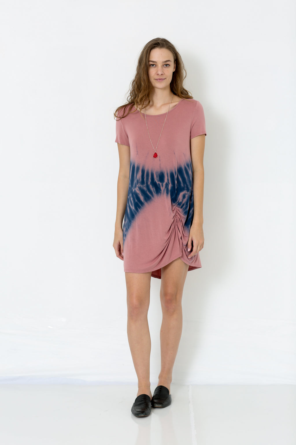 SHORT SLEEVE SCOOP NECK TRAP DRESS - D1711