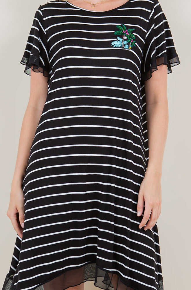 SS CONTRAST HANKY HEM MIDI DRESS - D2280