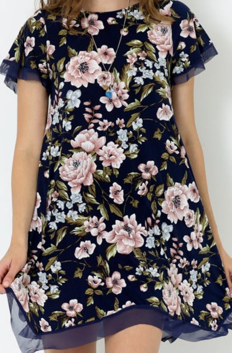 SS CONTRAST HANKY HEM MIDI DRESS - D2280-2827-4