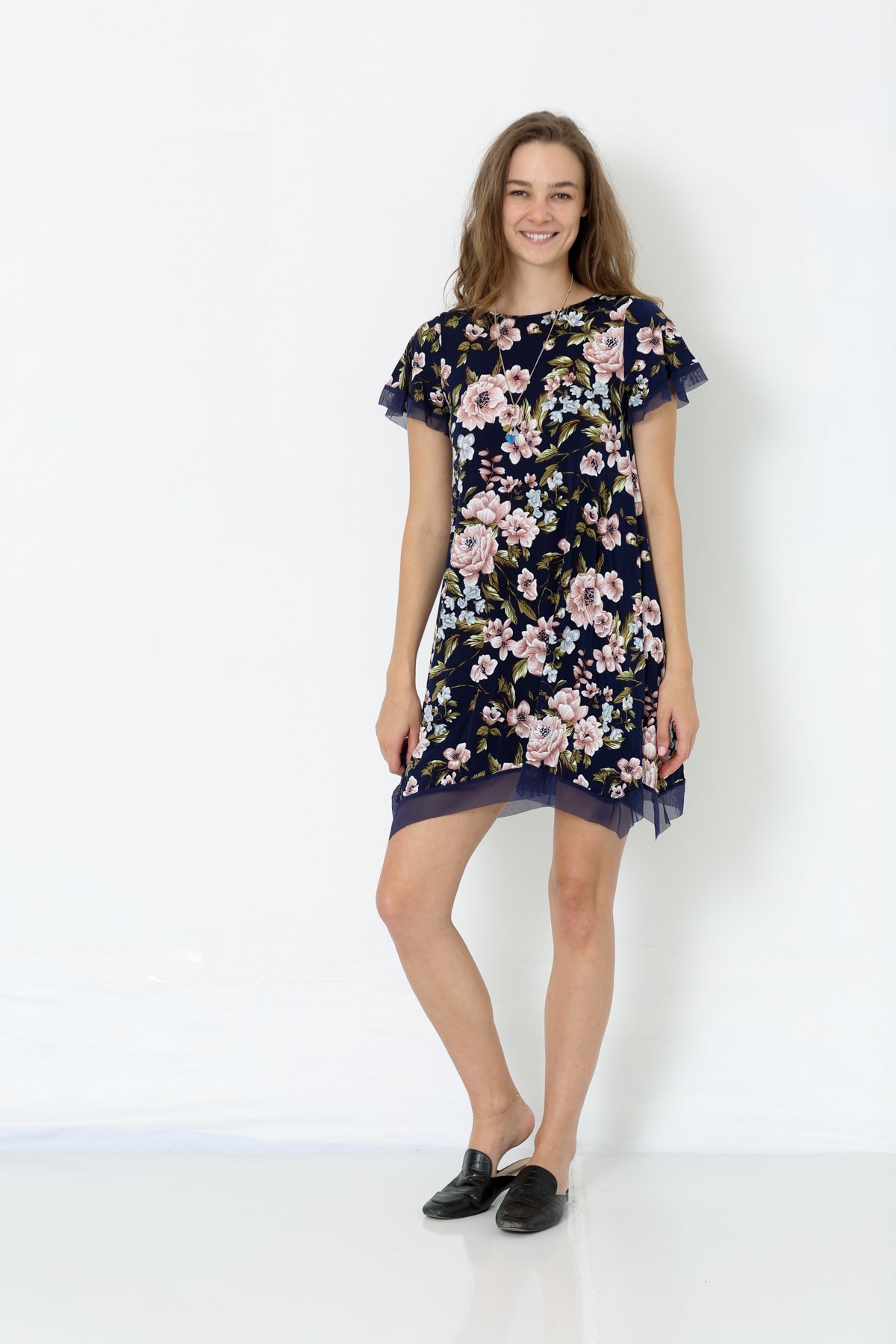 SS CONTRAST HANKY HEM MIDI DRESS - D2280-2827-4