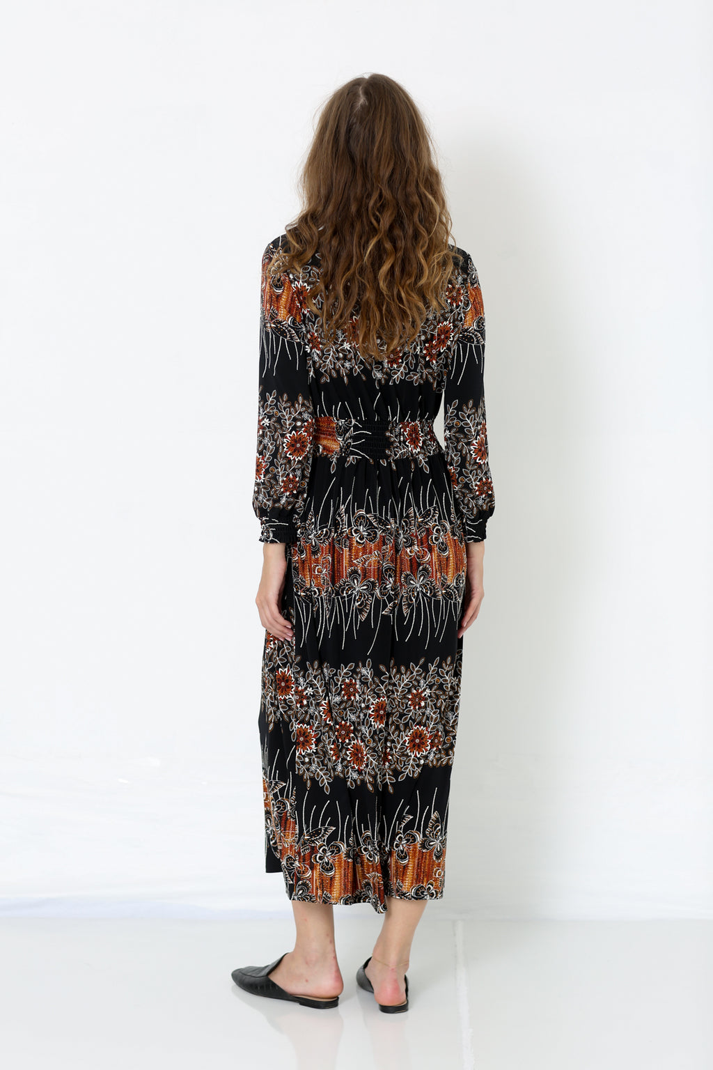 3/4 SLEEVE KEY HOLE ROUND NECK DRESS - D2490-PE-RM