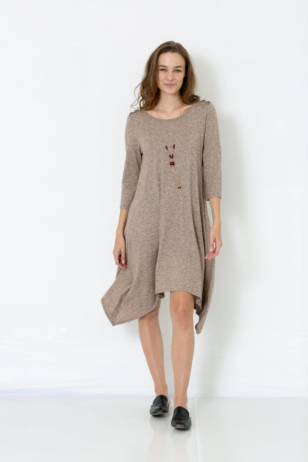 3/4 SLEEVE SHARK BITE TRAP DRESS - D2508
