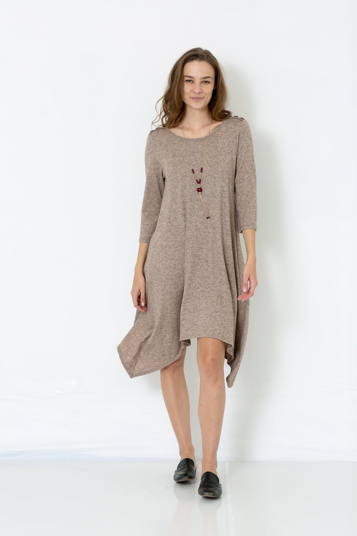 3/4 SLEEVE SHARK BITE TRAP DRESS - D2508