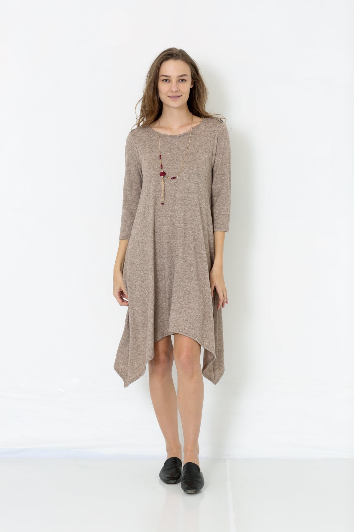 3/4 SLEEVE SHARK BITE TRAP DRESS - D2508
