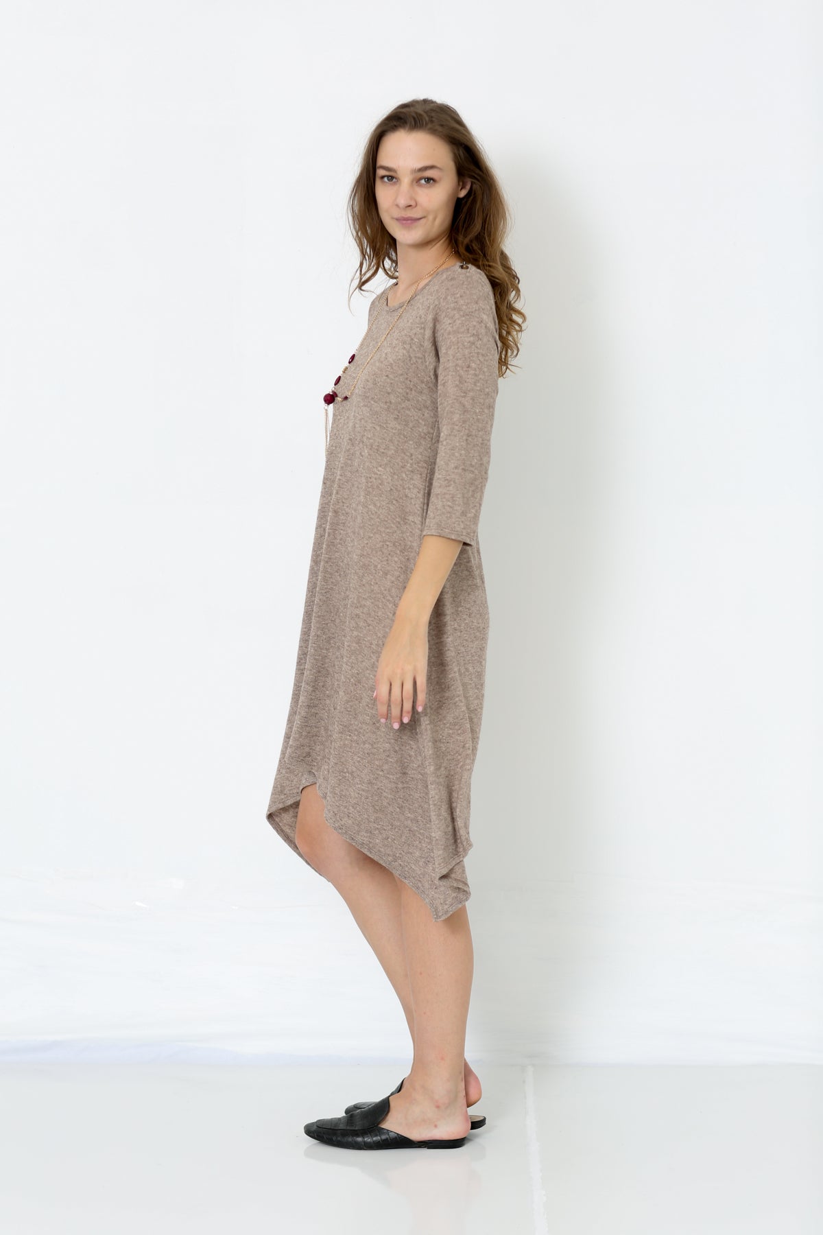 3/4 SLEEVE SHARK BITE TRAP DRESS - D2508