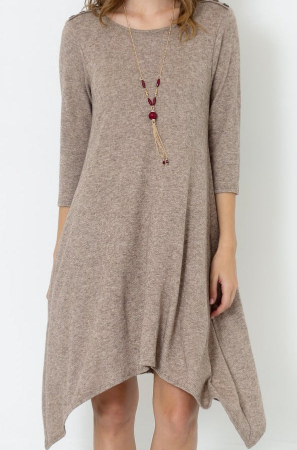 3/4 SLEEVE SHARK BITE TRAP DRESS - D2508