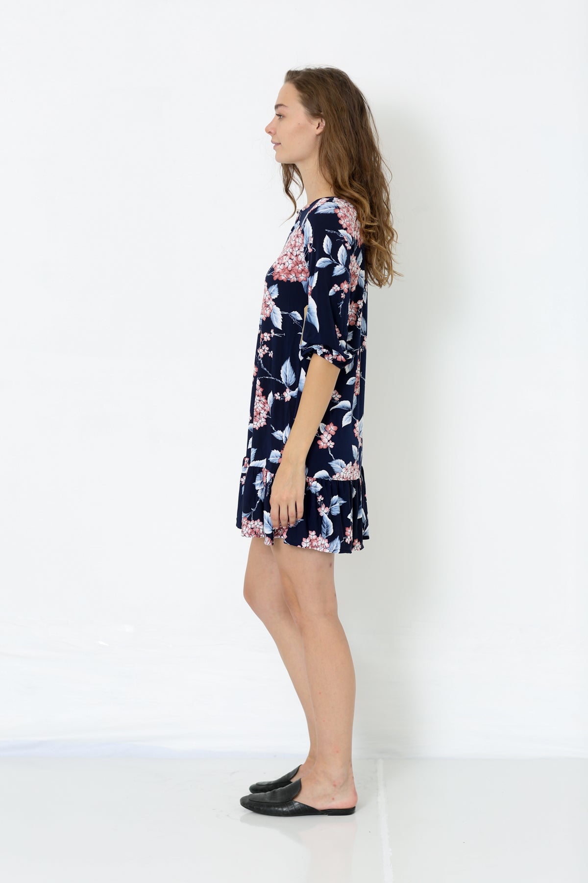 ELBOW PUFF SLEEVE KEY HOLE NECK LINE DRESS - D2575-PE-34-RM-3305584-2