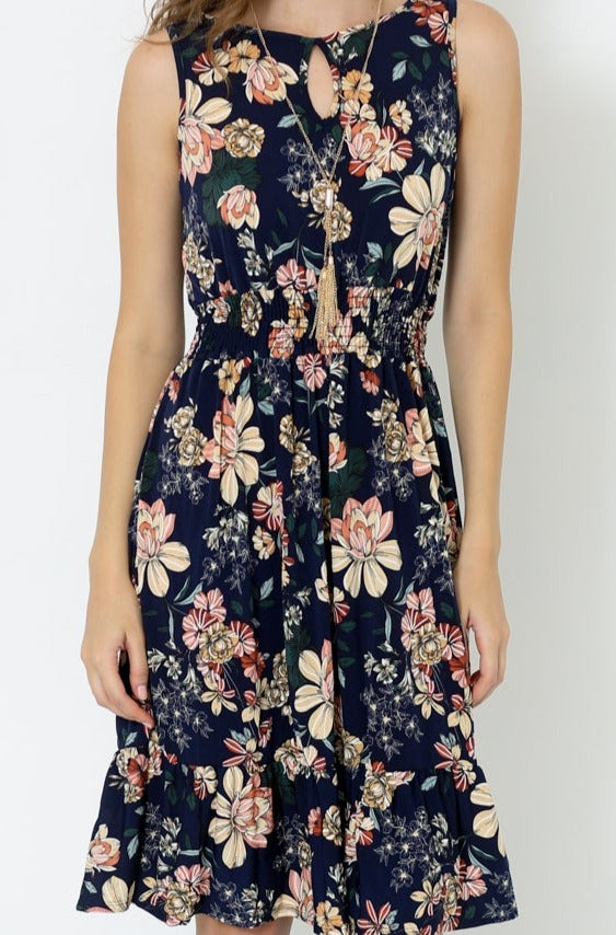 SLEEVLESS KEYHOLE TIER MIDI DRESS - D2581-PE-SL-RM-41-3305569-1