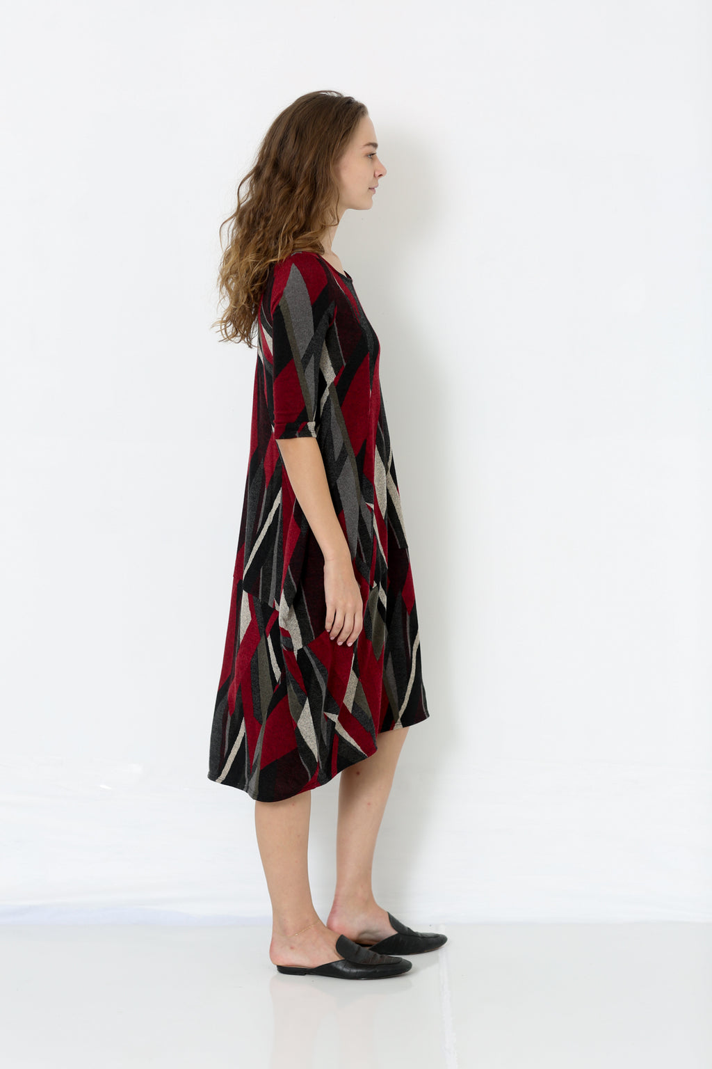 ELBOW SLEEVE PANELED BALLOON DRESS - D2601-34-JNJ-12176