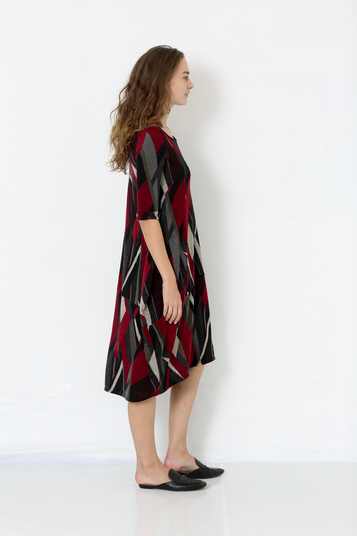 ELBOW SLEEVE PANELED BALLOON DRESS - D2601-34-JNJ-12176