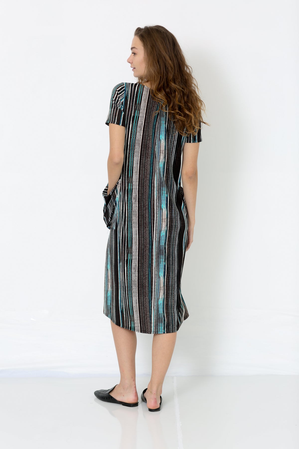SS V NECK PATCH POCKET DRESS - D2605-DSPR-39081-1