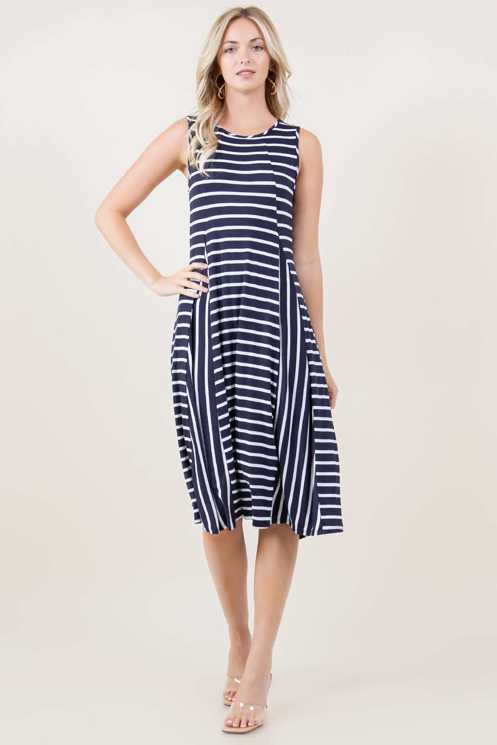 S/LESS GODET MIDI DRESS - D2606-STRSJ