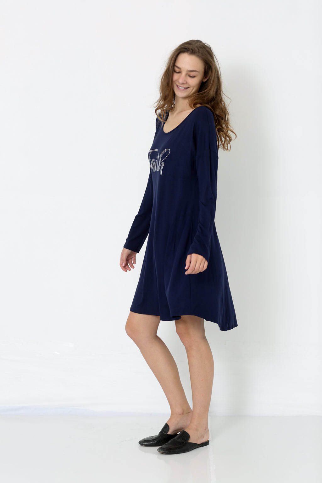 LS HOTFIX HILO RS ALINE DRESS W/PKTS - D2647-J841-NAVY