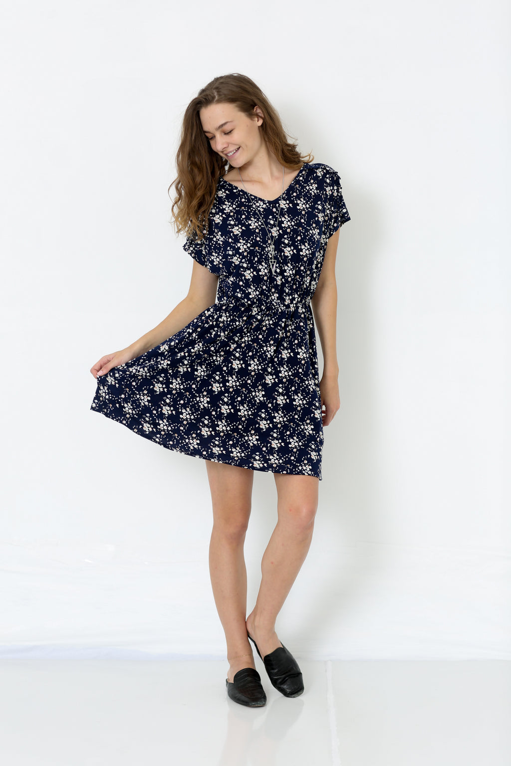 SS DOLMAN T-DRESS W/ELASTIC WAIST - D2650-DSPR-79521