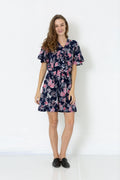 ELBOW SLEEVE DOLMAN Y NECK SLOUCH POCKET BOXY DRESS - D2654-DSPR-78385