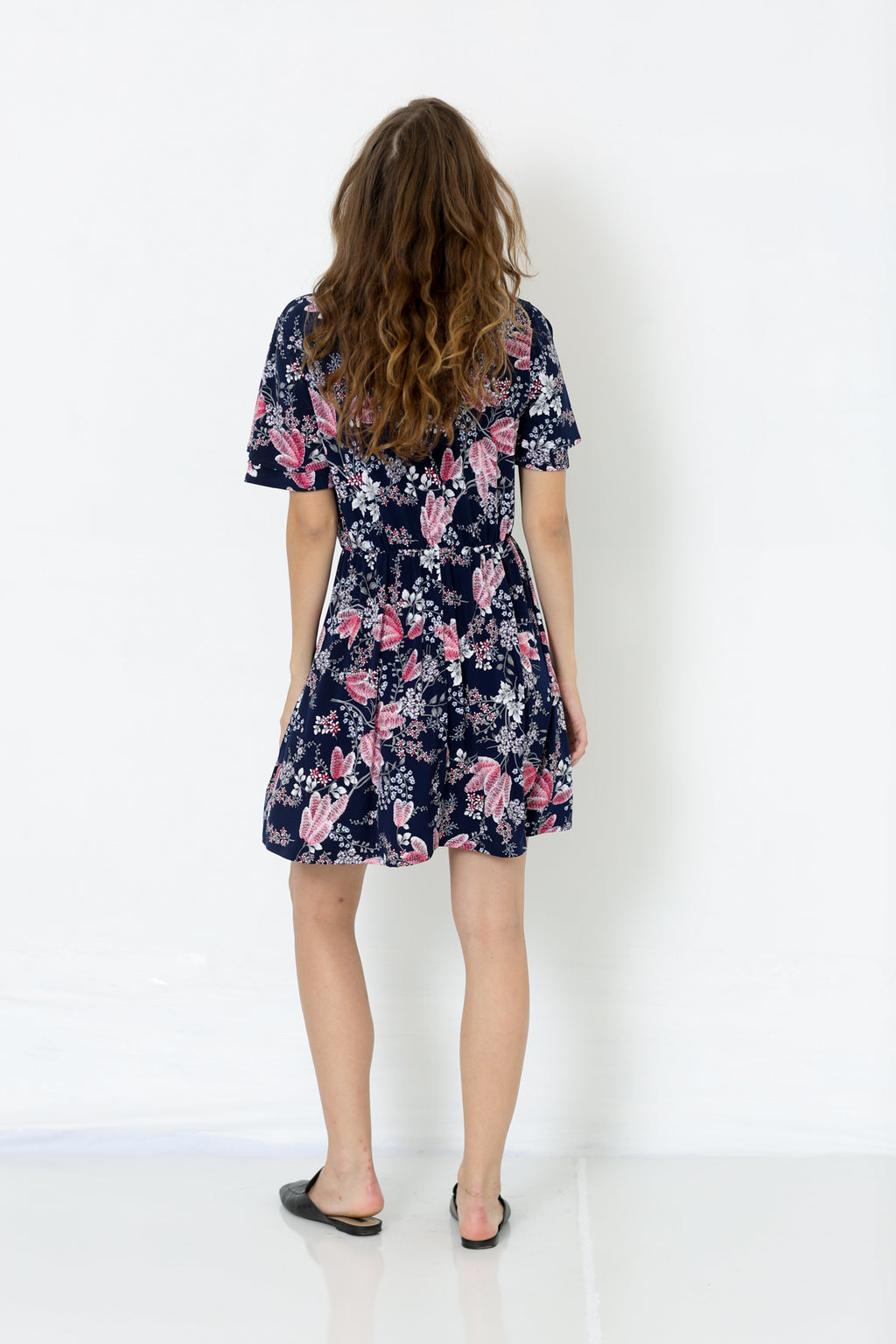 ELBOW SLEEVE DOLMAN Y NECK SLOUCH POCKET BOXY DRESS - D2654-DSPR-78385