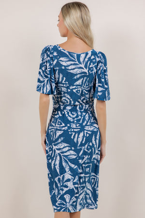 ELB/SLV SURPLICE WRAP DRESS D2795-EL-18652