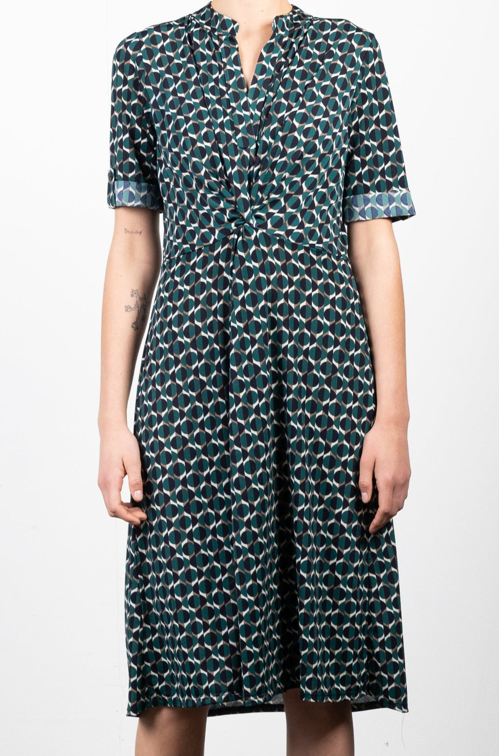 TWIST WAIST DRESS ELBOW LENGTH SLEEVE - D3139-1145