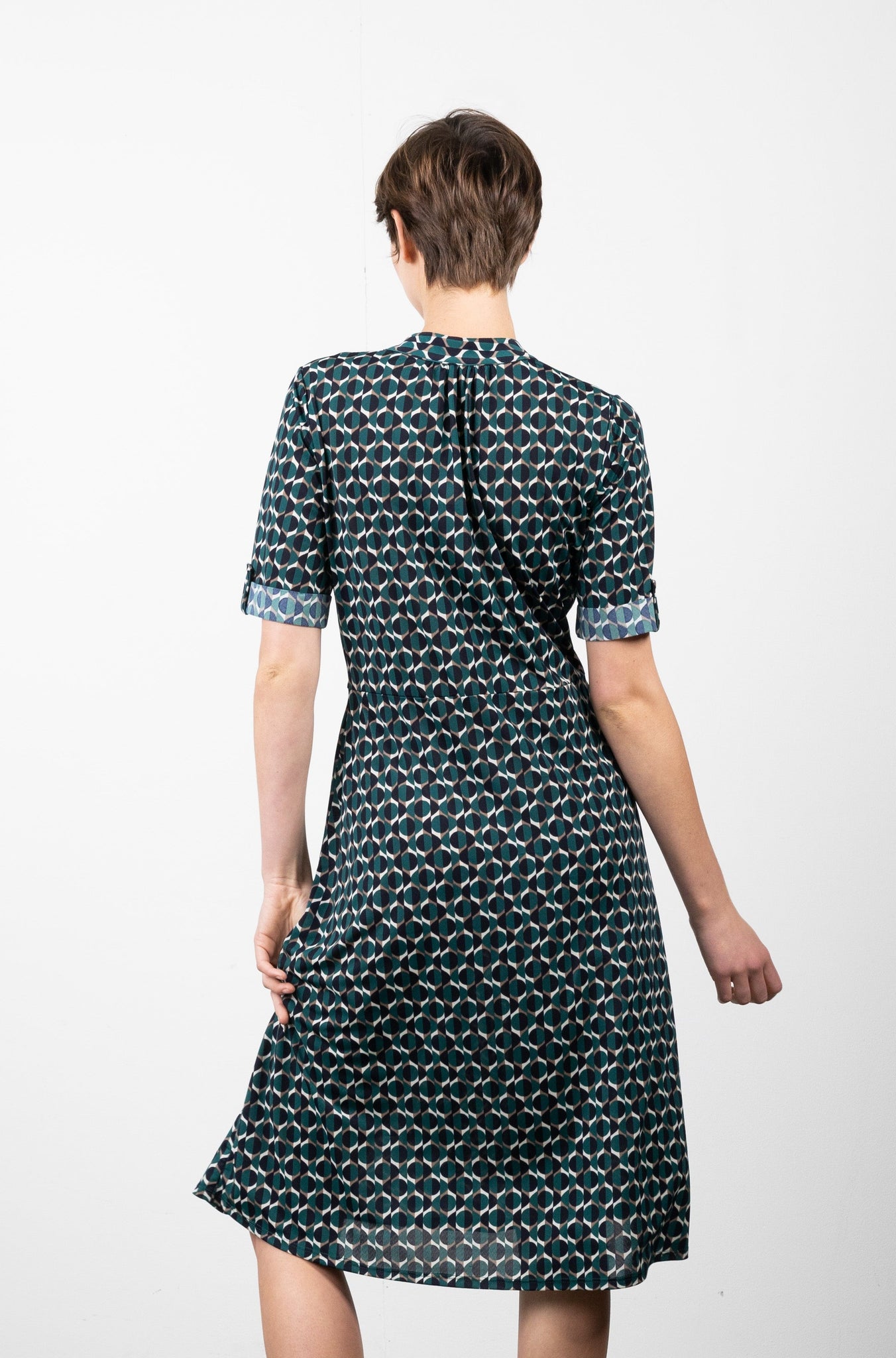 TWIST WAIST DRESS ELBOW LENGTH SLEEVE - D3139-1145