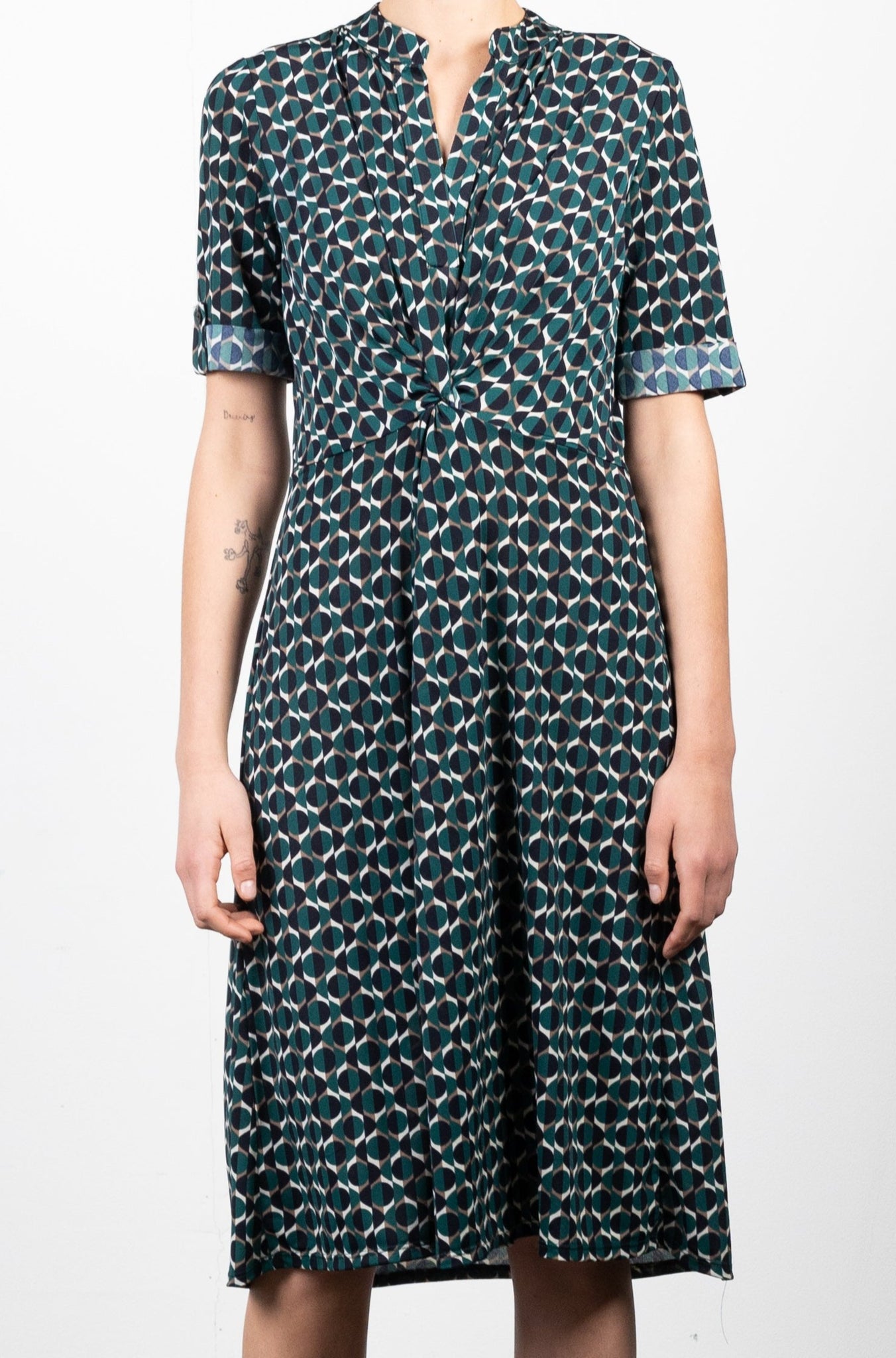 TWIST WAIST DRESS ELBOW LENGTH SLEEVE - D3139-1145