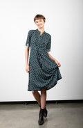 TWIST WAIST DRESS ELBOW LENGTH SLEEVE - D3139-1145
