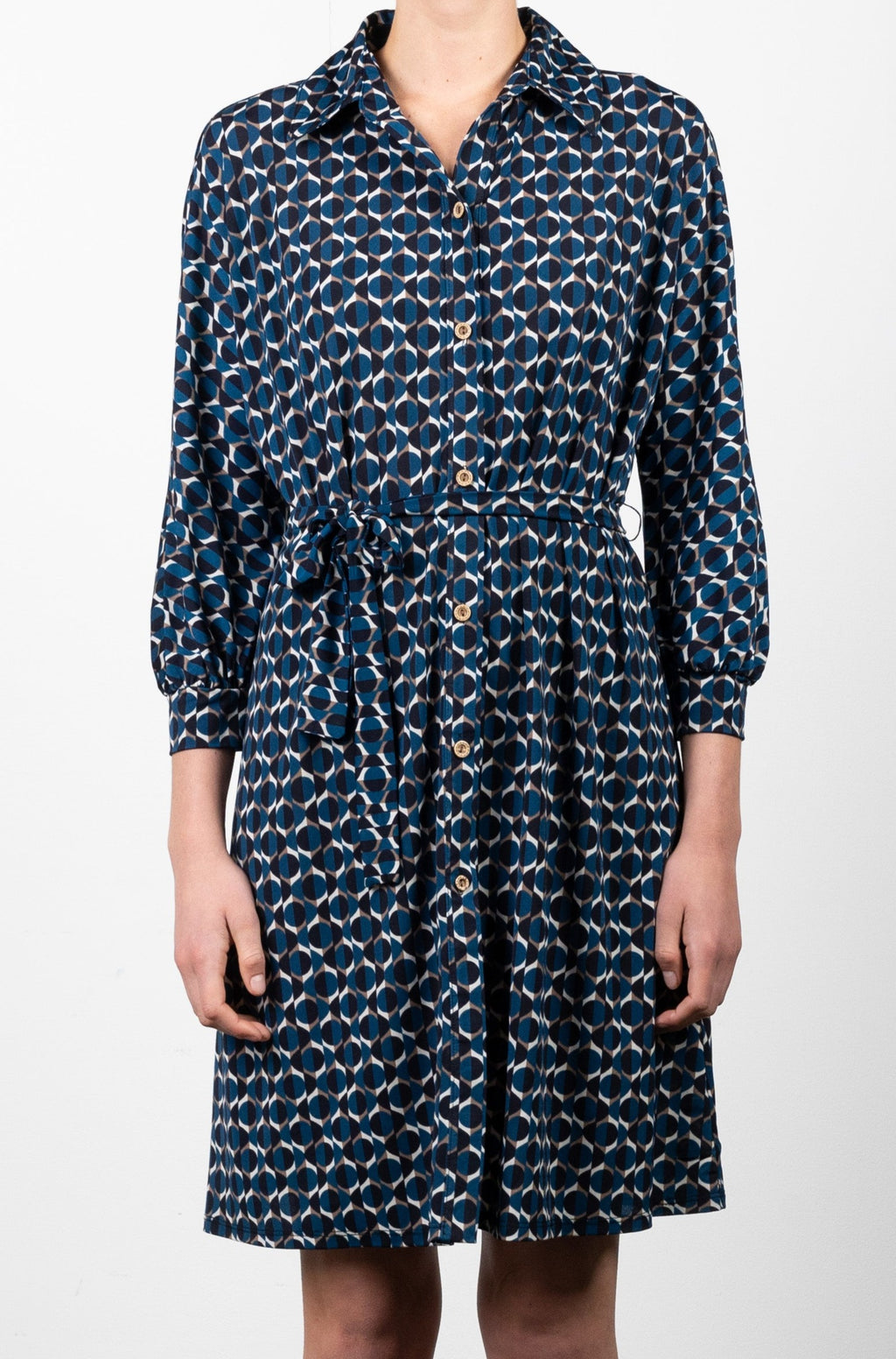 3/4 DOLMAN SLEEVE COLLARED SHIRT DRESS - D3148-1145