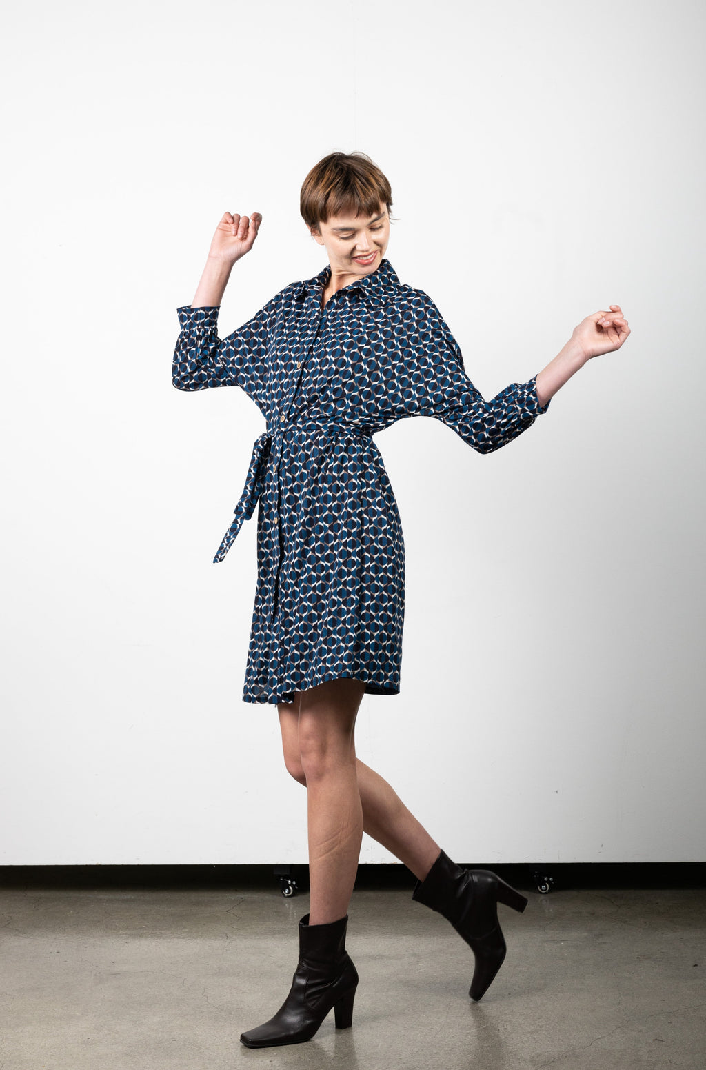 3/4 DOLMAN SLEEVE COLLARED SHIRT DRESS - D3148-1145