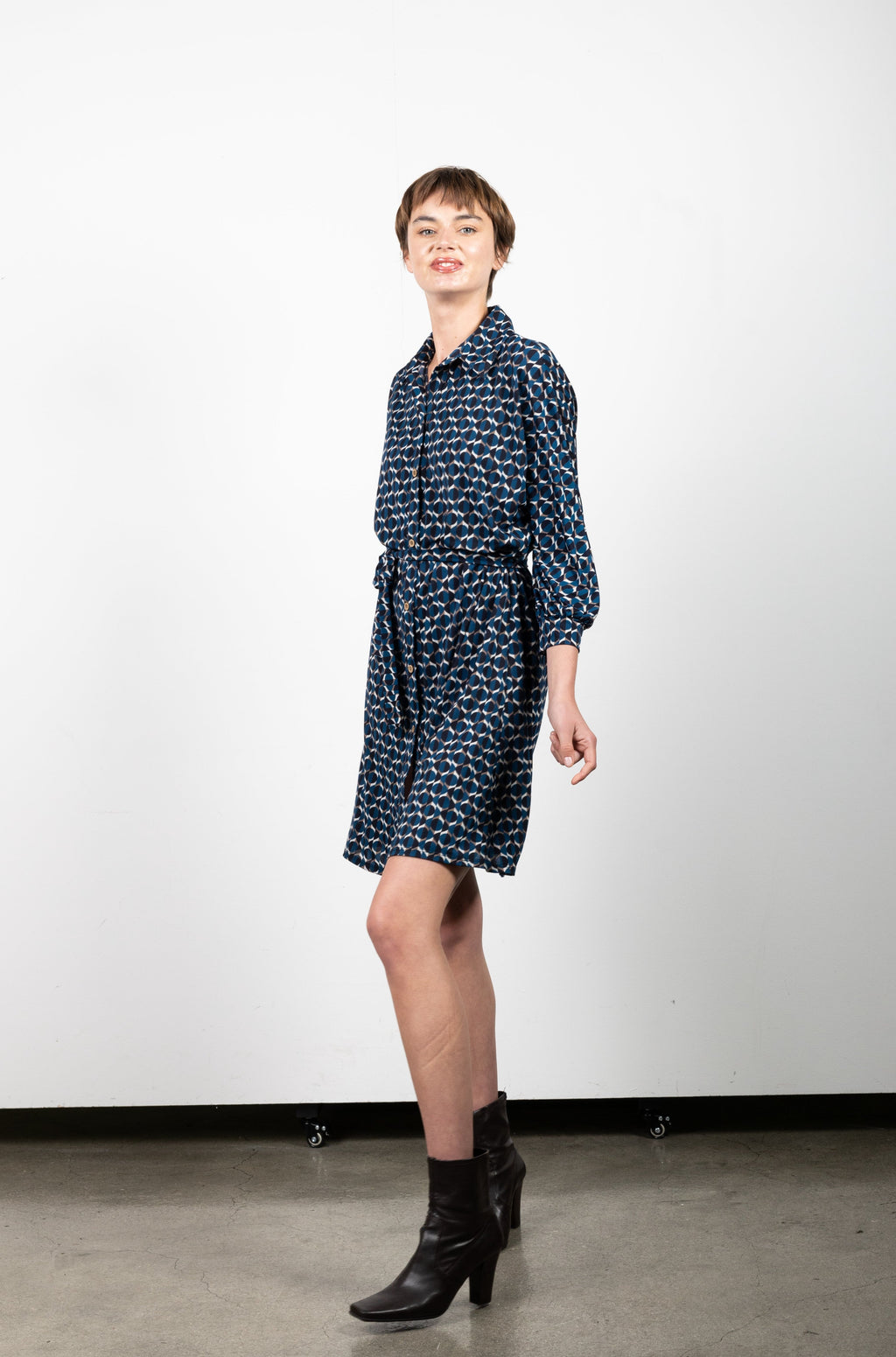3/4 DOLMAN SLEEVE COLLARED SHIRT DRESS - D3148-1145