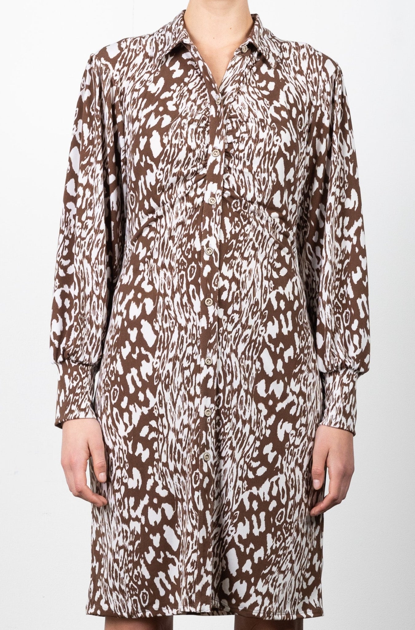 FULL SLV FRONT RUCHING SHIRT DRESS - D3155-96195-0