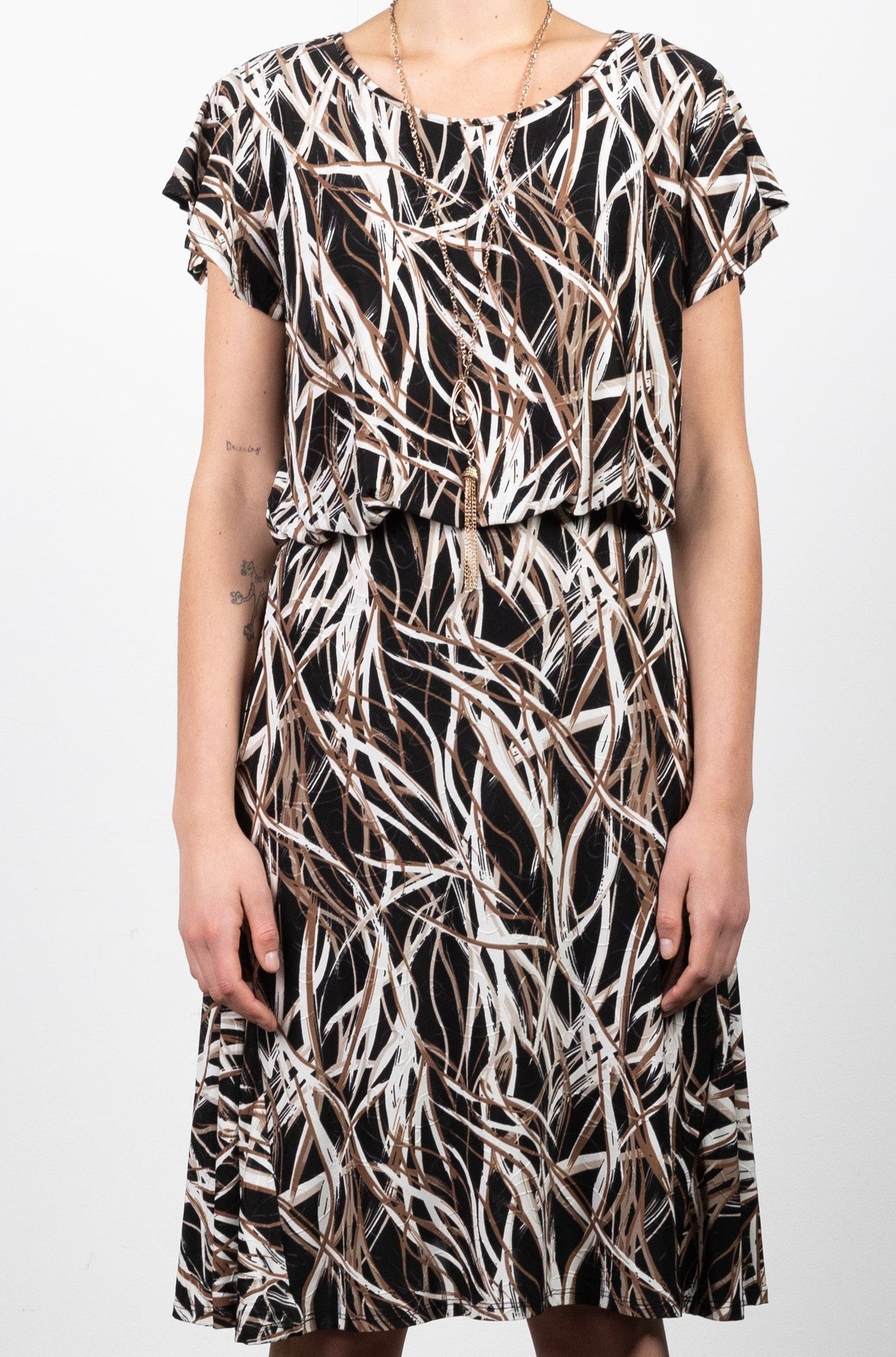 SS CASCADE BLUSON MERMAID GODET DRESS - D3160-A0592-0