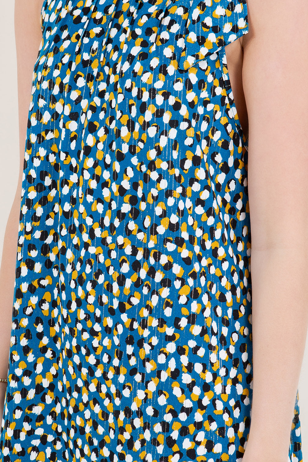 SL HALTER TIE PINTUCKED MIDI DRESS - D3210-A1281-1-FLMSCRP