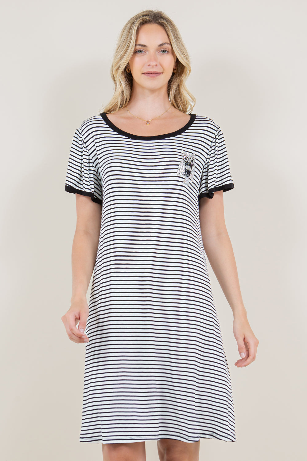 FLUTTER SLEEVE DRESS WITH CONTRAST BINDING - D3212