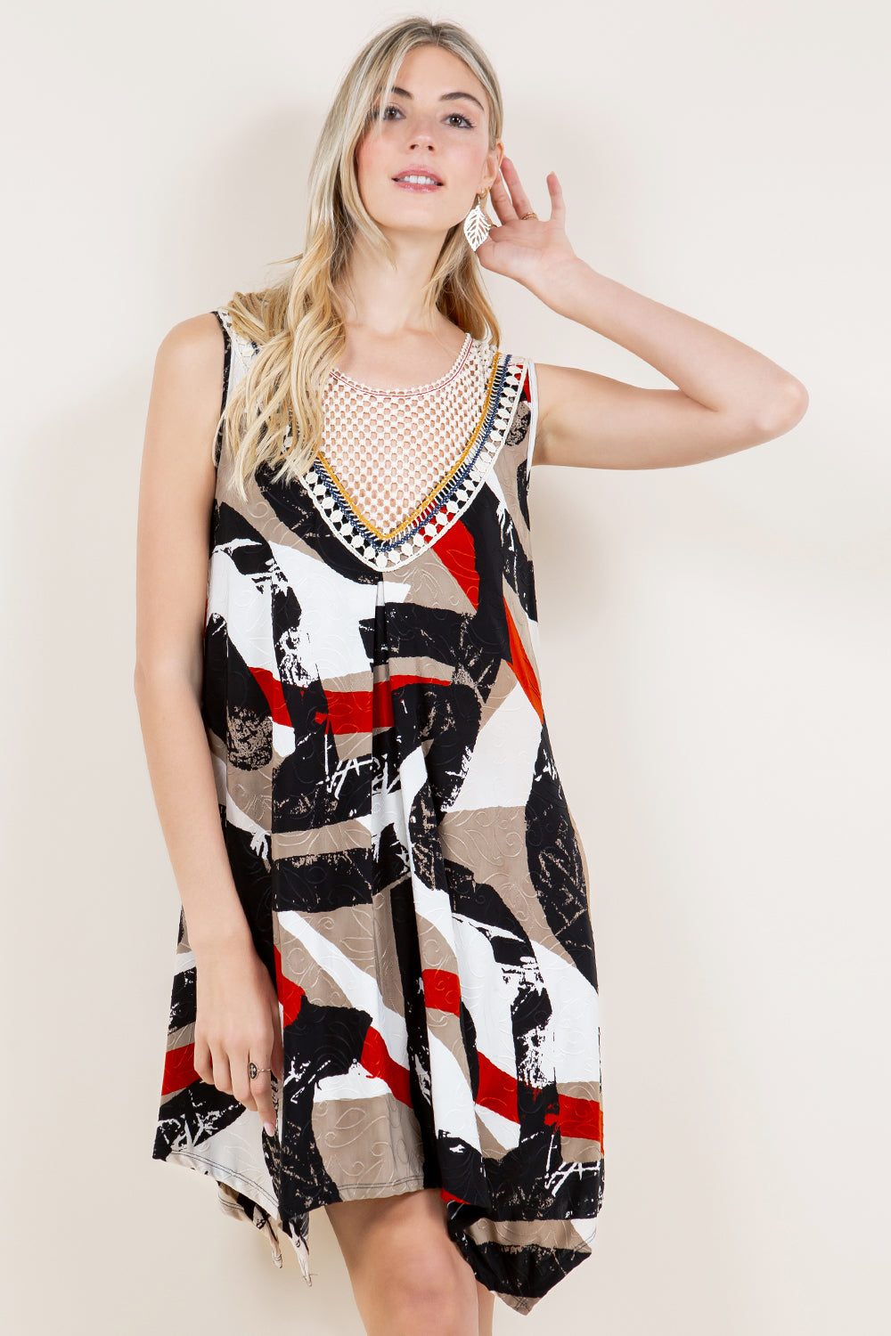 CROTCHET BIB SHARKBITE HEM DRESS - D3374-A3174-1