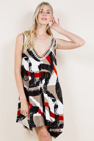 CROTCHET BIB SHARKBITE HEM DRESS - D3374-A3174-1