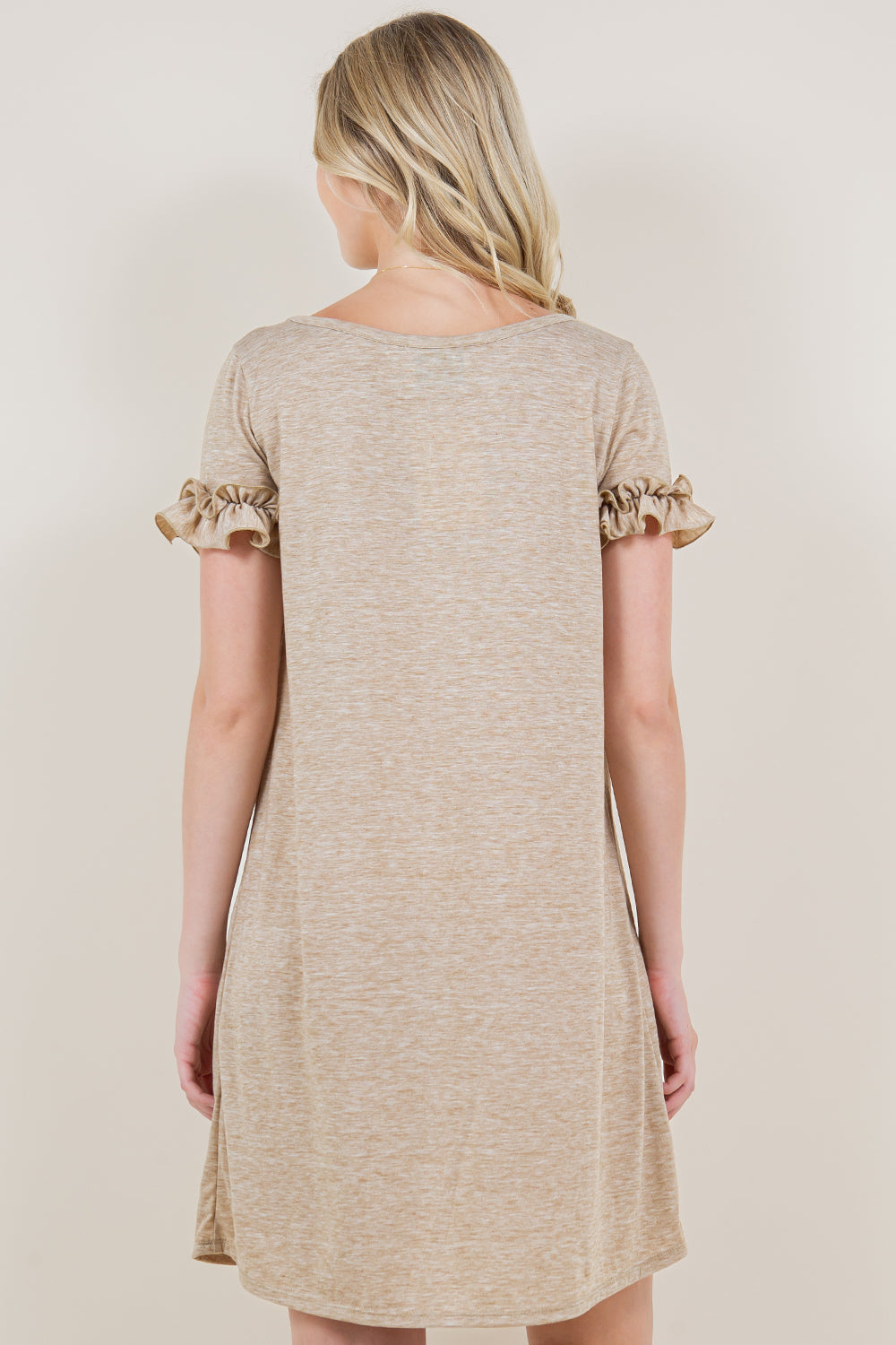 SHORT SLEEVE ROSETTE DRESS - D3379-J1048