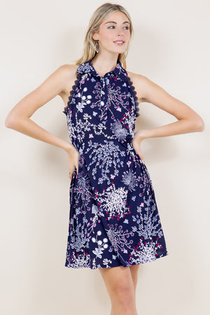 COLLARED BUTTON FRONT SIDE CINCH DRESS - D3417- 81910-7