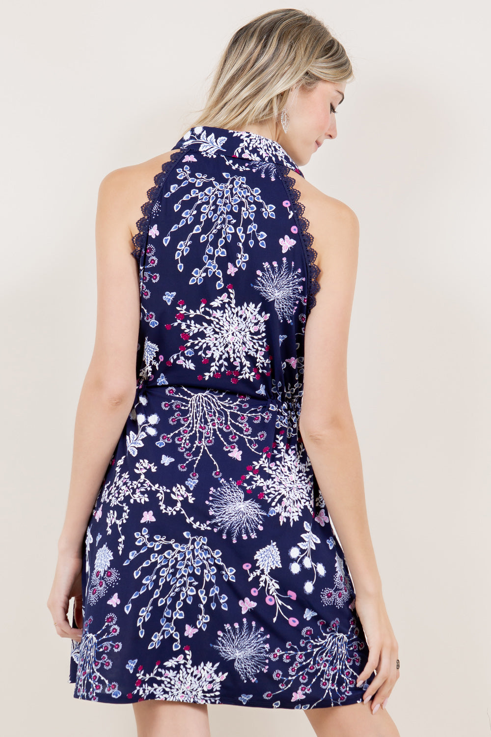 COLLARED BUTTON FRONT SIDE CINCH DRESS - D3417- 81910-7