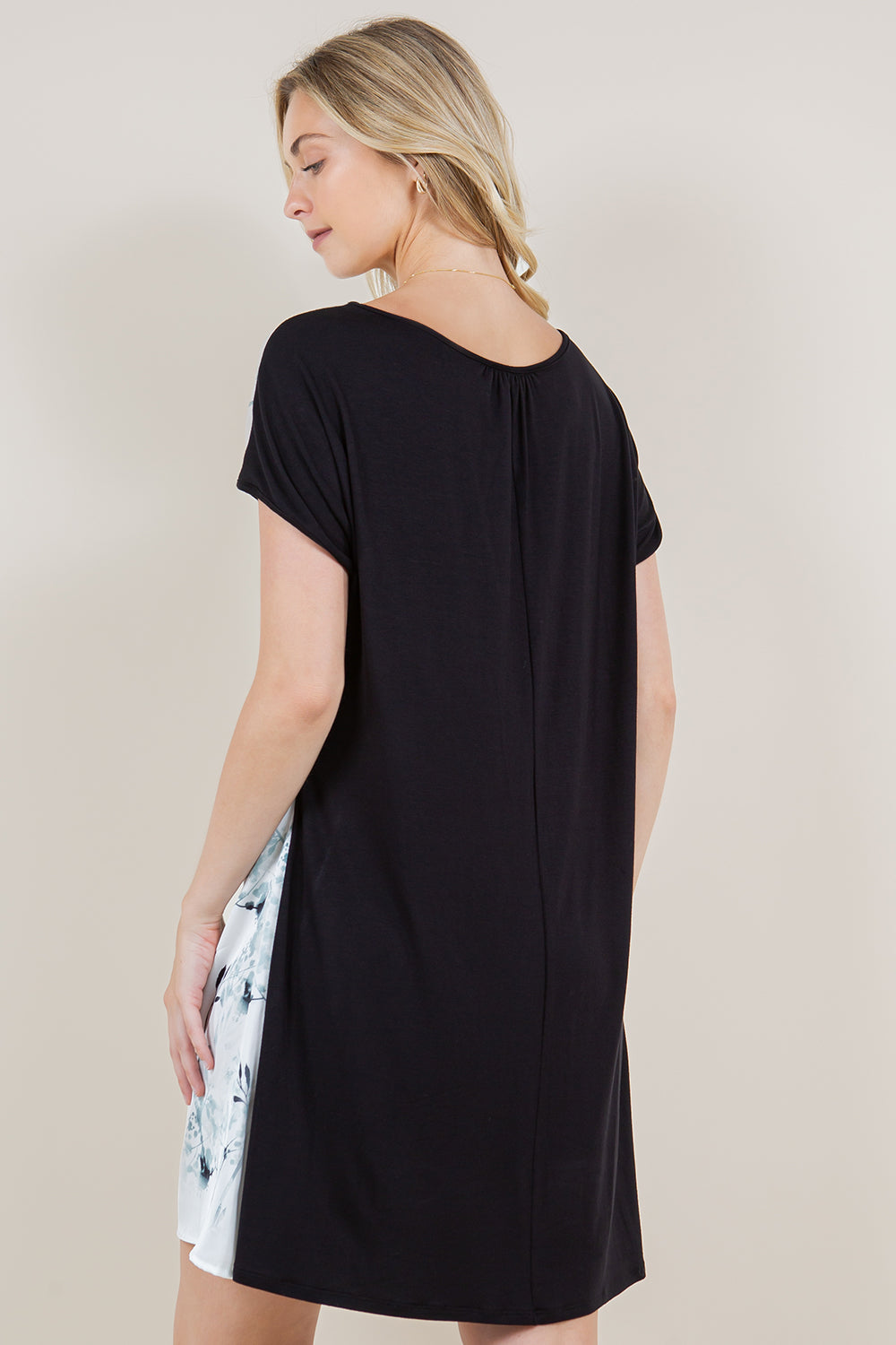 SS SIDE SHIRR DOLMAN TRAP DRESS - D3440-CS144