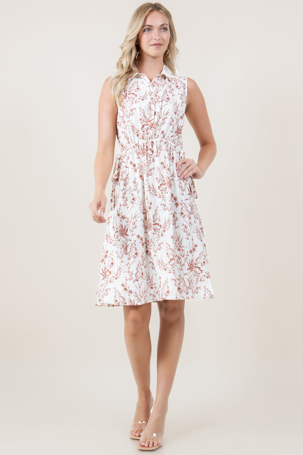 S/LESS ADJUSTABLE WAIST LINEN BLEND SHIRT DRESS - D3445-2930-79842
