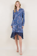 LS BUTTON FRONT HI LOW CHIFFON HEM DRESS - D3457-A4246-1-PFITY