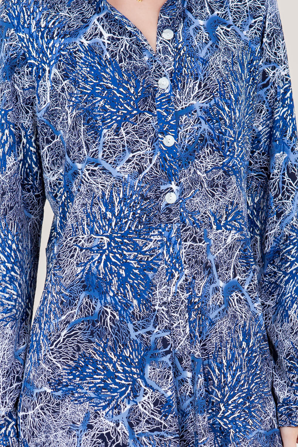 LS BUTTON FRONT HI LOW CHIFFON HEM DRESS - D3457-A4246-1-PFITY