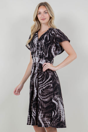 DOLMAN FLUTTER SLV SURPLICE MIDI DRESS - D3462-DSPR-A1053-1